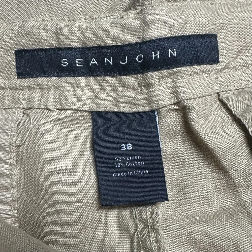 Sean John Mens Size 38 Linen Blend Pants Tan Casual New Without Tags‎